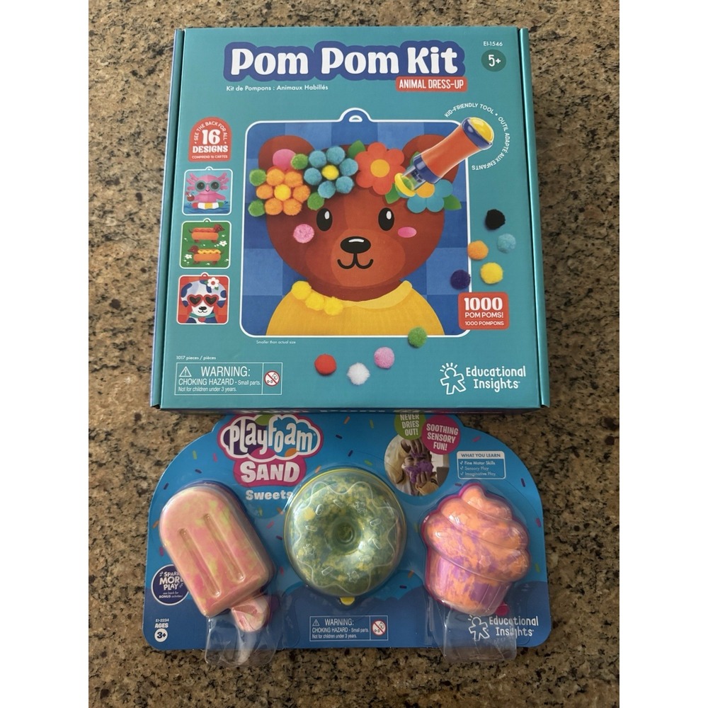 Educational Insights Pom Pom Kit & Playfoam Sand Sweet Shop Set ~ Toys